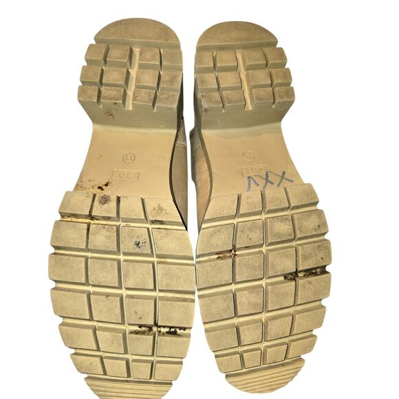 ZBY 11 Cream Women's Combat Ankle Boots 3 Inch High Heel Shoe Chunky - Picture 7 of 8